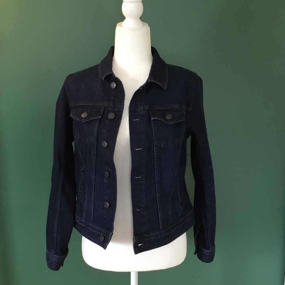 Talbots Y2K Streetwear Jean Jacket Dark Wash Size Small Petite